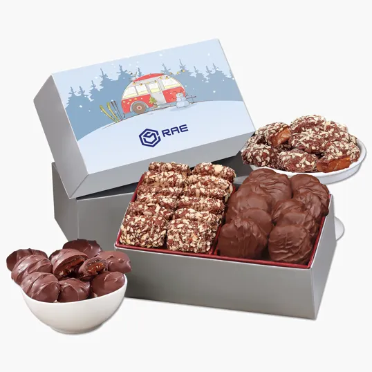 Toffee & Pecan Clusters in Gift Box with Winter Camper Sleeve