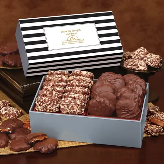 Toffee & Pecan Clusters Gift Box with Stripes Sleeve