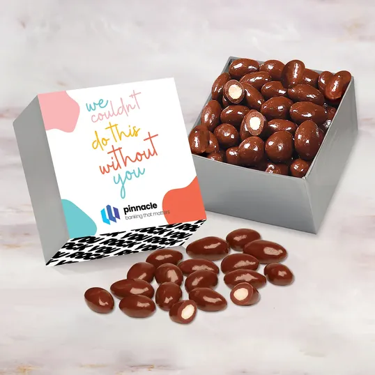 Simply Perfect Silver Gift Box with Chocolate Covered Almonds