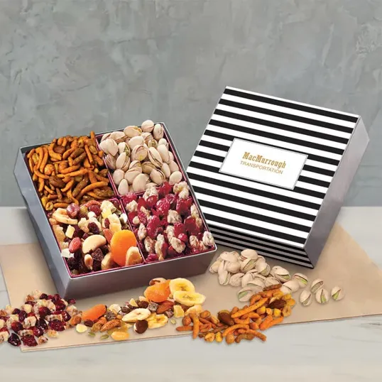 Gift Box with Gourmet Treats and Stripes Sleeve