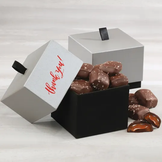 Chocolate Sea Salt Caramels in Keepsake Box