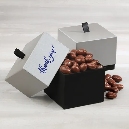 Chocolate Covered Almonds Gift Box with Foil-Stamped Lid