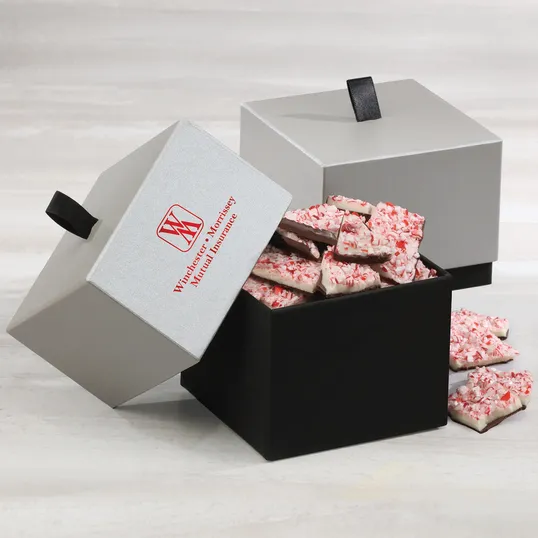 Peppermint Bark Gift Box with Foil-Stamped Lid