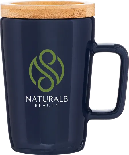 Sonder 14 oz Ceramic Mug with Bamboo Coaster Cover — view 3
