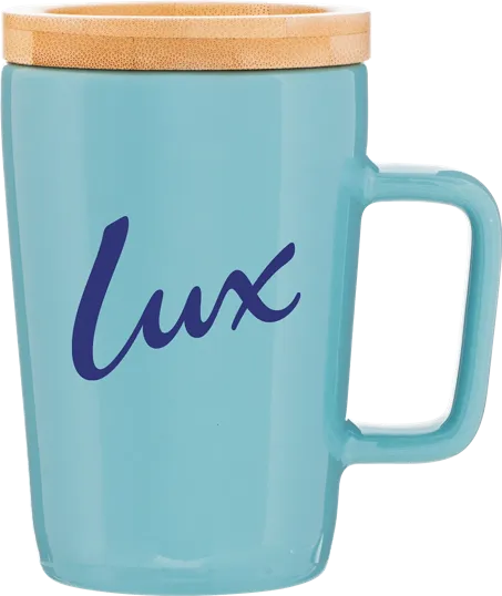 Sonder 14 oz Ceramic Mug with Bamboo Coaster Cover — view 4
