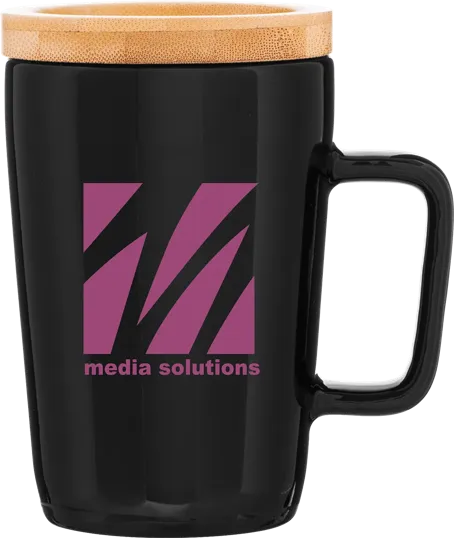 Sonder 14 oz Ceramic Mug with Bamboo Coaster Cover — view 5