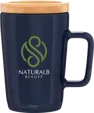 Sonder 14 oz Ceramic Mug with Bamboo Coaster Cover — view 3