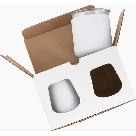 2 Pack White Kraft Box for Stemless Glasses