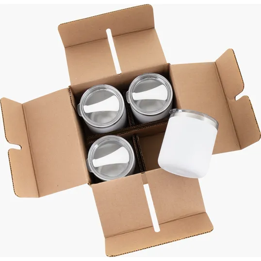 4-Pack White Kraft Box for Stemless Wine Glasses