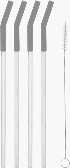 12 in Stainless Steel Straws with Silicone Tips
