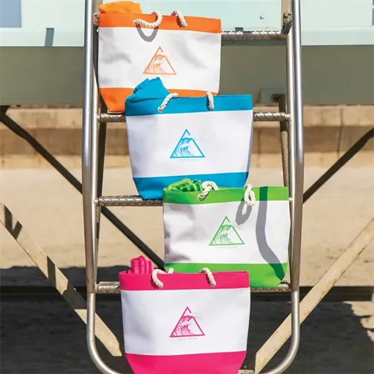 Nautical Beach Tote Bag with Zipper Closure and Rope Handles — view 2