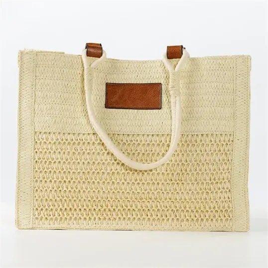 Woven Straw Beach Tote — view 3