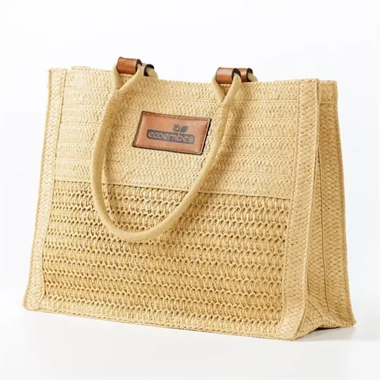 Woven Straw Beach Tote — view 4