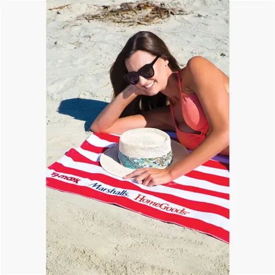 Microfiber Cabana Stripe Beach Towel, 30" x 60" — view 2