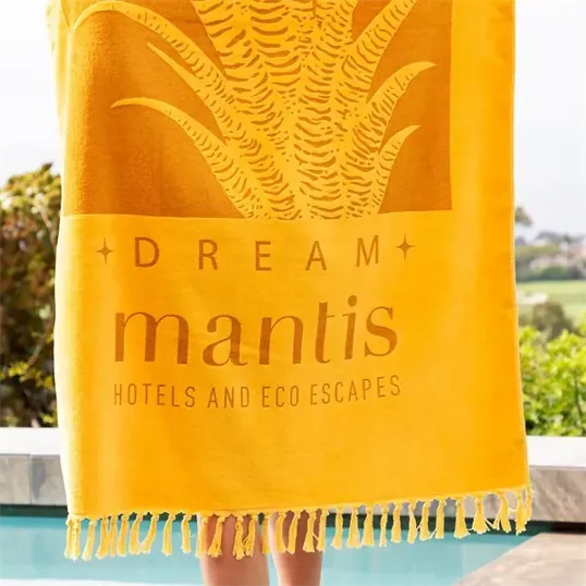 Fringe Recycled Cotton Terry Velour Beach Towel — view 2