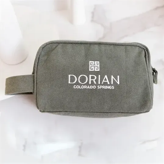 Canvas Toiletry Bag with Dual Zipper and Carry Handle — view 2