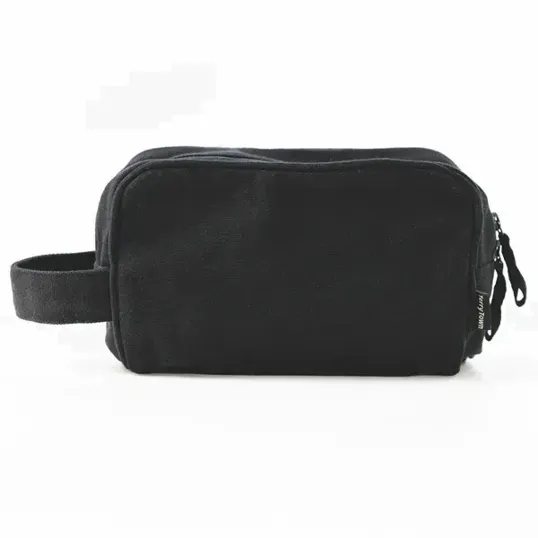 Canvas Toiletry Bag with Dual Zipper and Carry Handle — view 3