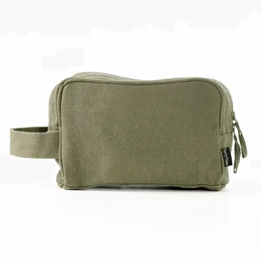 Canvas Toiletry Bag with Dual Zipper and Carry Handle — view 6