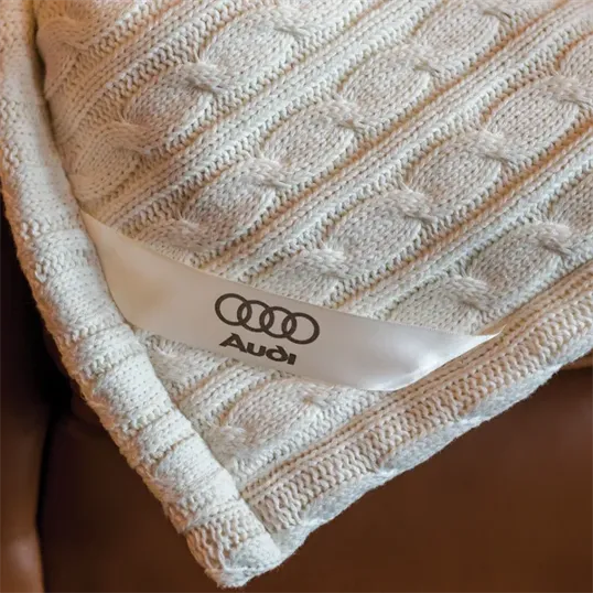 Cable Knit Cotton Throw Blanket with Pouch — view 2