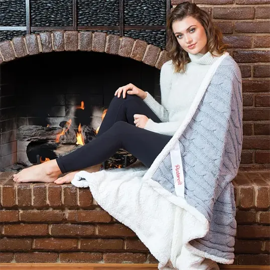 Cable Knit Chenille Throw Blanket, 50" x 60"