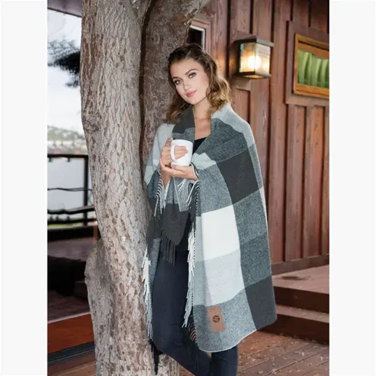 Yorkshire Plaid Wool Blanket, 50" x 60"