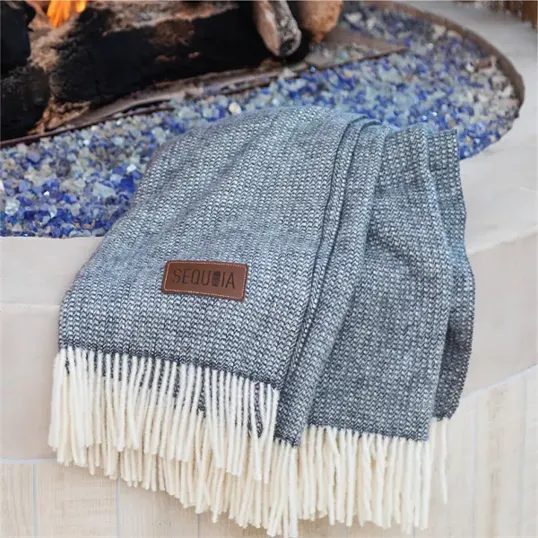 Tattersall Wool Blanket, 50" x 60" with Fringe Edge