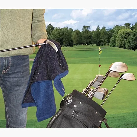 Microfiber Scrubber Golf Towel with Trifold Hook & Grommet — view 2