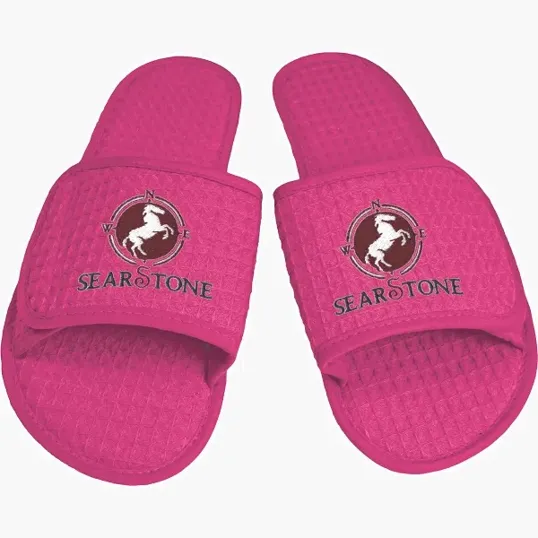 Waffle Weave Open-Toe Slippers with Hook and Loop Straps — view 3