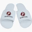 Waffle Weave Open-Toe Slippers with Hook and Loop Straps — view 4