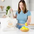 Oversized Deluxe Canvas Tote Bag with Striped Handles