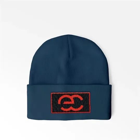 Cuffed Beanie With Sewn-On Embroidered Patch