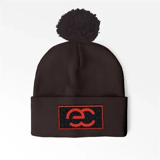 Cuffed Pom Beanie With Sewn-On Embroidered Patch — view 3