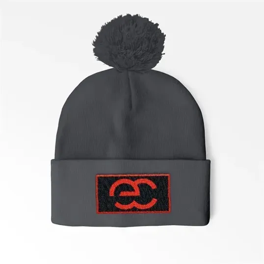 Cuffed Pom Beanie With Sewn-On Embroidered Patch — view 5