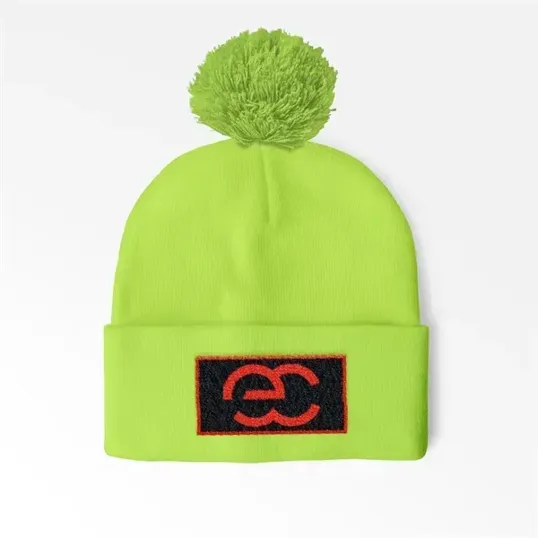 Cuffed Pom Beanie With Sewn-On Embroidered Patch — view 6