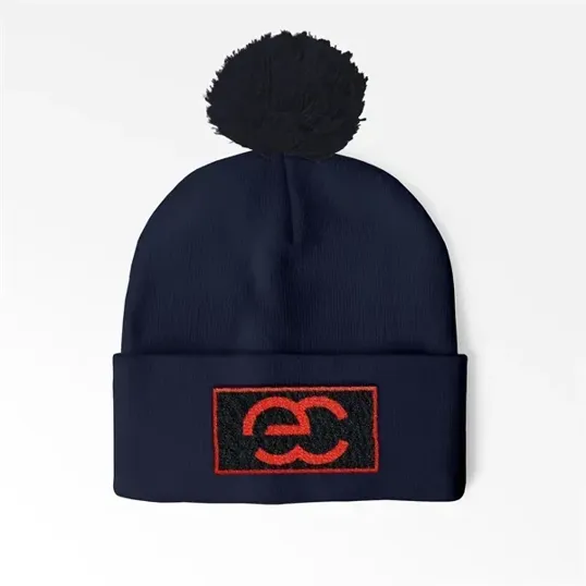 Cuffed Pom Beanie With Sewn-On Embroidered Patch — view 7