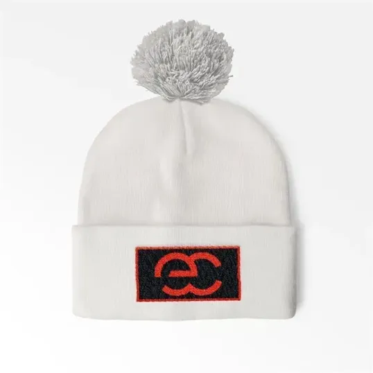 Cuffed Pom Beanie With Sewn-On Embroidered Patch — view 11