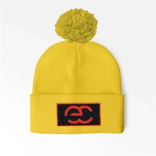 Cuffed Pom Beanie With Sewn-On Embroidered Patch — view 12