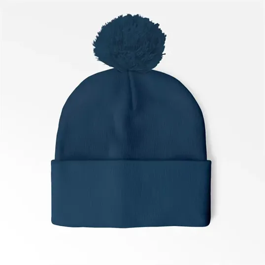Cuffed Pom Beanie With Sewn-On Embroidered Patch — view 13