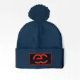 Cuffed Pom Beanie With Sewn-On Embroidered Patch