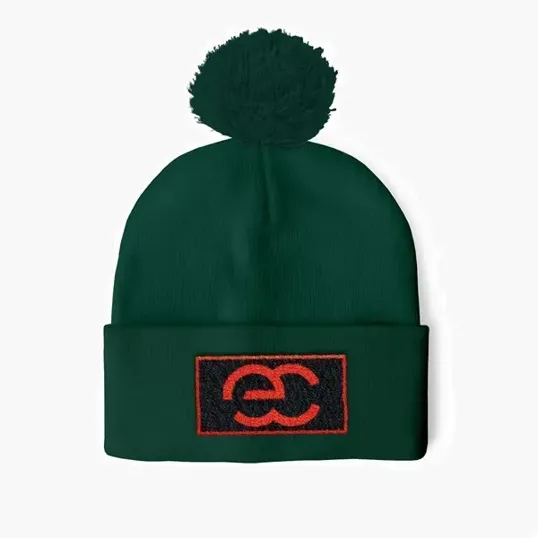 Cuffed Pom Beanie With Sewn-On Embroidered Patch — view 4