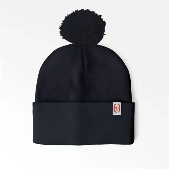 Cuffed Pom Beanie With Sewn-On Embroidered Tag — view 2