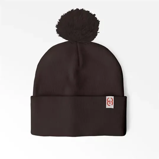 Cuffed Pom Beanie With Sewn-On Embroidered Tag — view 3