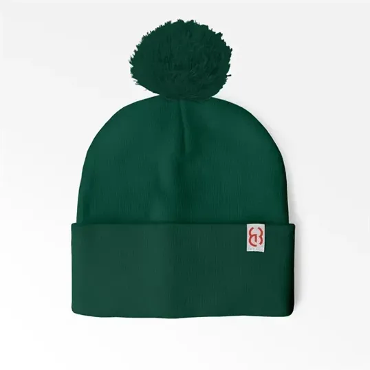 Cuffed Pom Beanie With Sewn-On Embroidered Tag — view 4