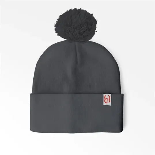 Cuffed Pom Beanie With Sewn-On Embroidered Tag — view 5