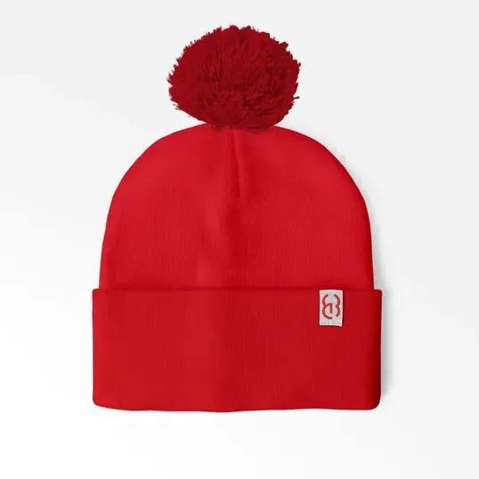 Cuffed Pom Beanie With Sewn-On Embroidered Tag — view 10