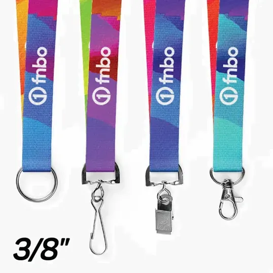 Satin Finish Full Color Lanyard, 3/8" with Split Ring