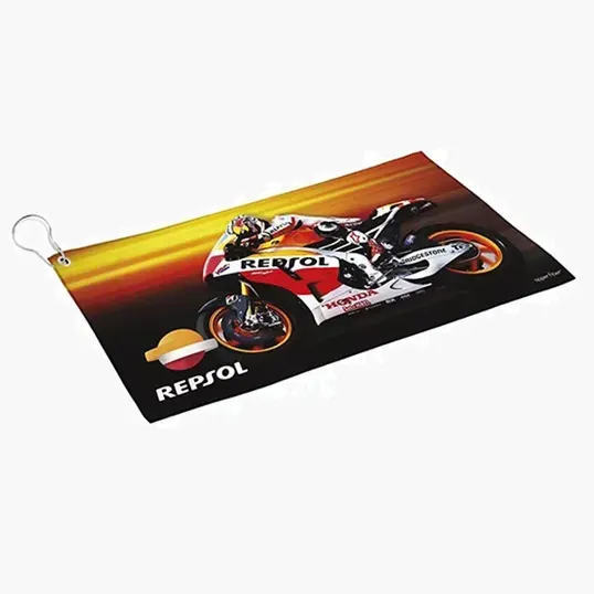 Full Color 19" x 10" Sports Cleaning Towel with Carabiner