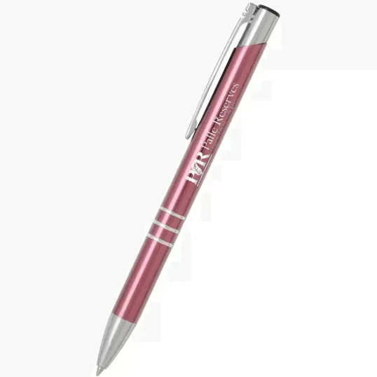 Pink Delane® Triple Click Metal Pen, Cello-Wrapped