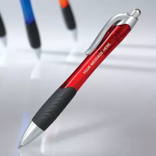 Ostia Click Pen with Rubber Grip and Silver Accents — view 4