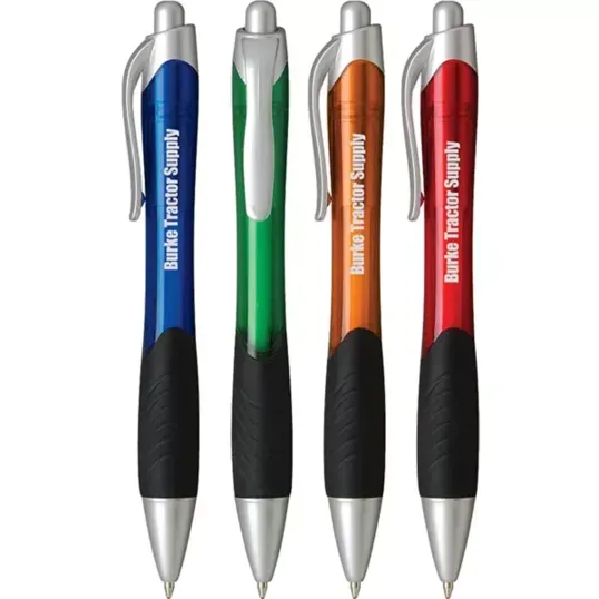 Ostia Click Pen with Rubber Grip and Silver Accents — view 3
